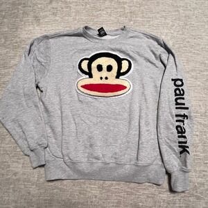 Paul Frank Juniors Large Gray Sweatshirt Julius Monkey Logo Crewneck Pullover